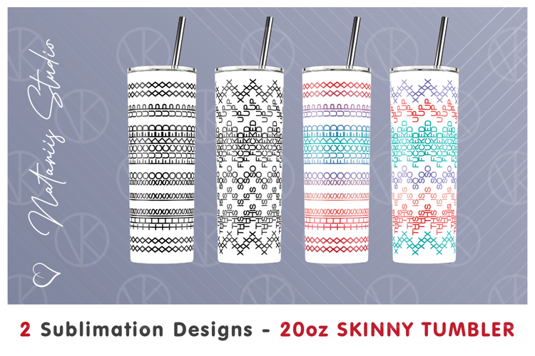 2 Adults Hidden Message Patterns - 20oz Skinny Tumbler