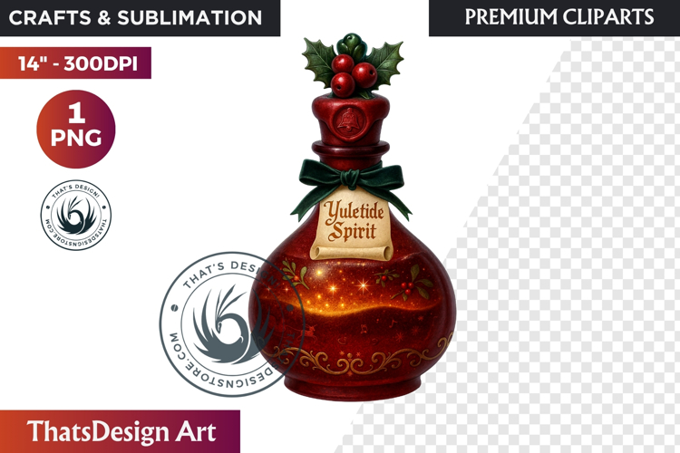 Christmas Winter Potion Bottles PNG, Magical Holiday Clipart