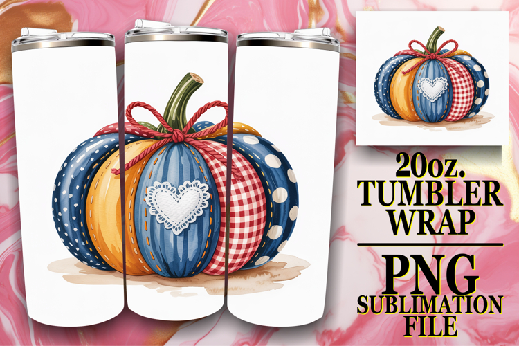 Blissful moments 20oz tumbler wrap, Pumpkin Watercolor