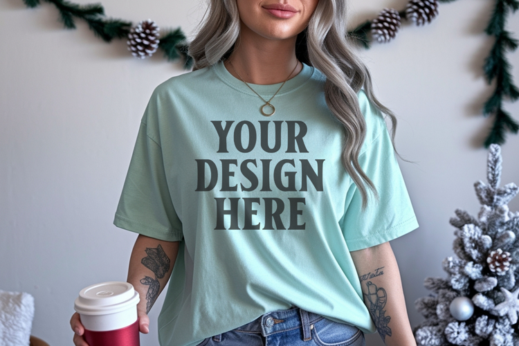 Chalky Mint Christmas Comfort Colors 1717 TShirt Mockup,cc17