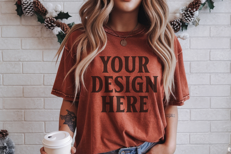 Christmas Comfort Colors 1717 Chili TShirt Mockup, CC 1717