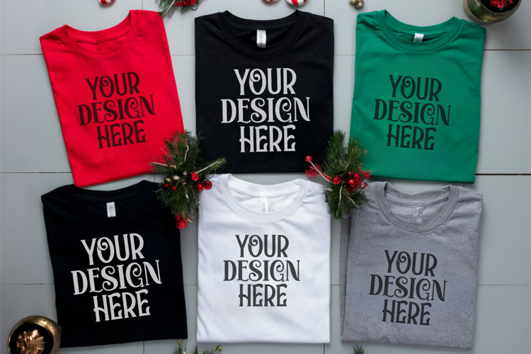 Christmas Family Matching Flat Lay T-Shirt Mockups