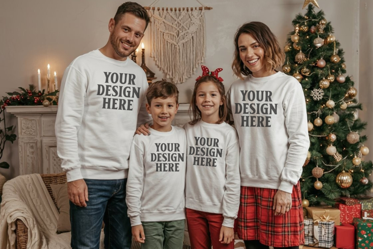 Christmas Family Matching T-Shirt Mockups | Holiday Group