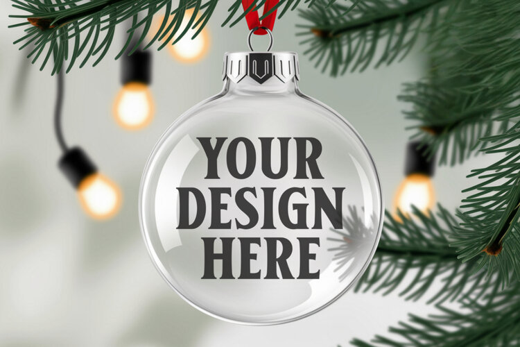 Acrylic Christmas Ornament Mockups | Clear Holiday Ornament example image 1