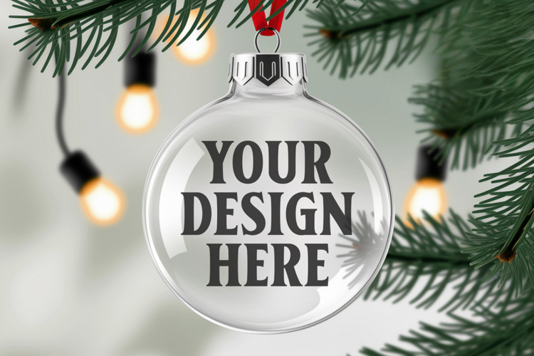 Acrylic Christmas Ornament Mockups | Clear Holiday Ornament