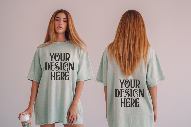 Comfort Colors 1717 Chalky Mint Front & back T shirt mockups