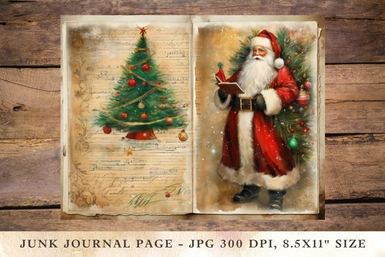 Printable Junk Journal Pages christmas santa claus 8