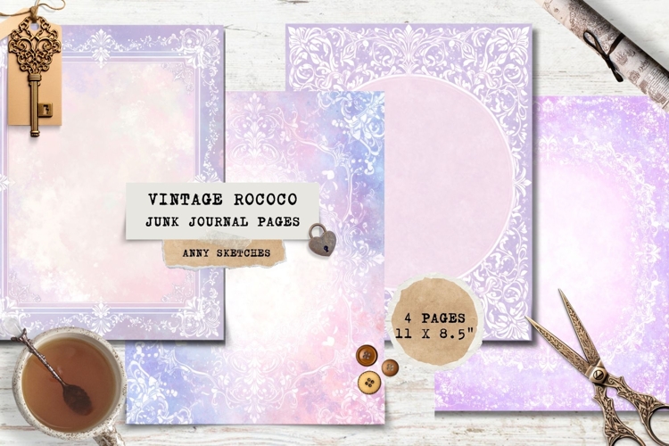 4 Pastel Purple Porcelain Elegant Rococo Frame Page