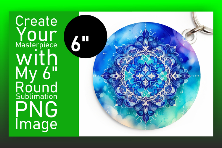 Whimsical Circle Design Keychain Template , Watercolor Patte