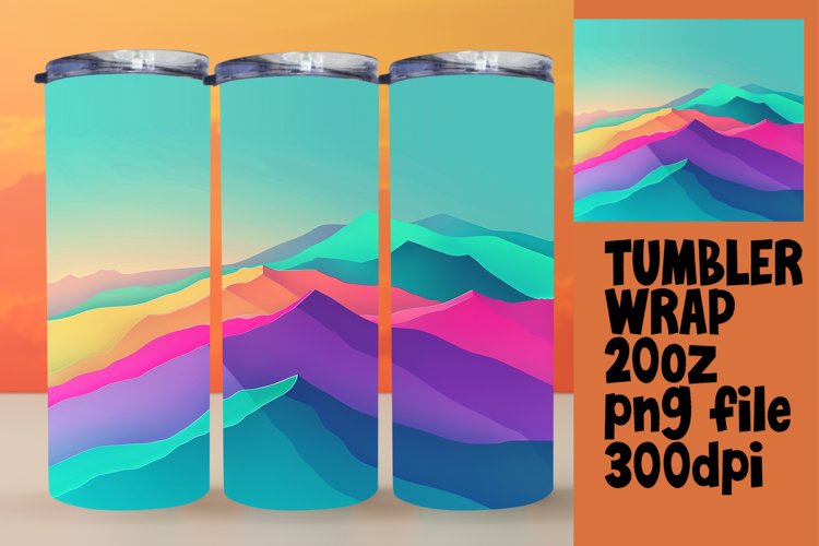 Bright and Colorful Gradient Tumbler Wrap Sublimation 20oz