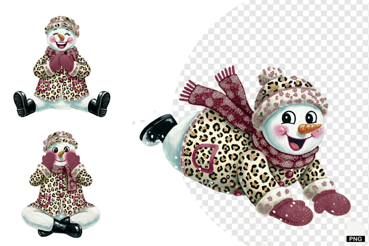 Winter Glitter Snowman Clipart