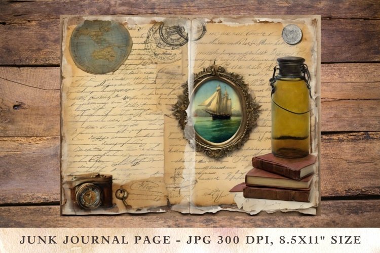 Printable Junk Journal Pages ship voyage