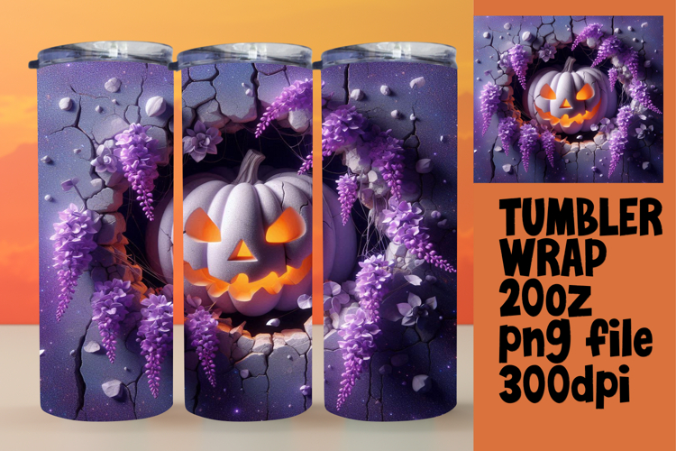 VIBRANT 20oz Tumbler Artwork for Gifts , 3D Pumpkin