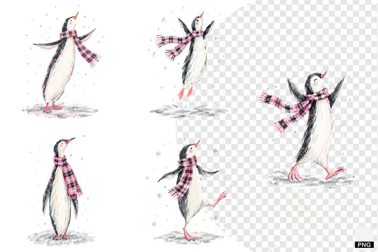 Winter Penguin PNG