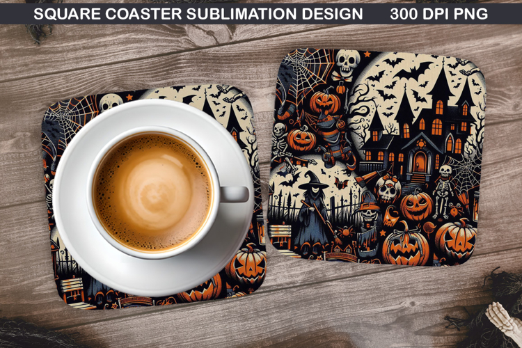 Homes Coaster Sublimation, Halloween Coaster PNG Design