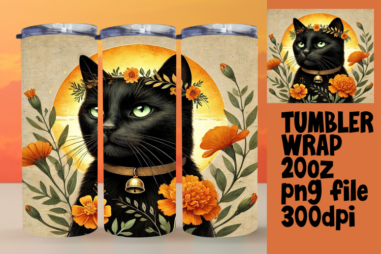 CUSTOM 20oz Tumbler Artwork for DIY Projects , Cute Cat