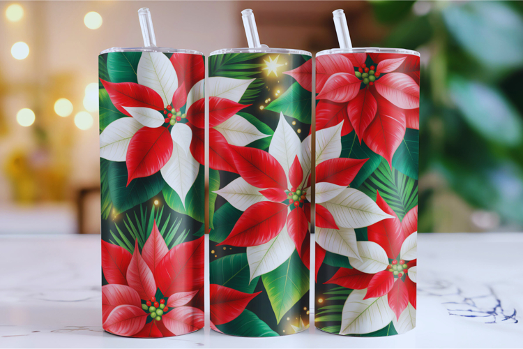 Merry Christmas Flower Tumbler Wrap | Christmas Wrap
