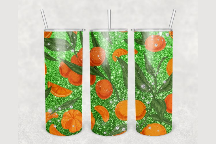 Green Glitter Citrus 20 oz sublimation design tumbler
