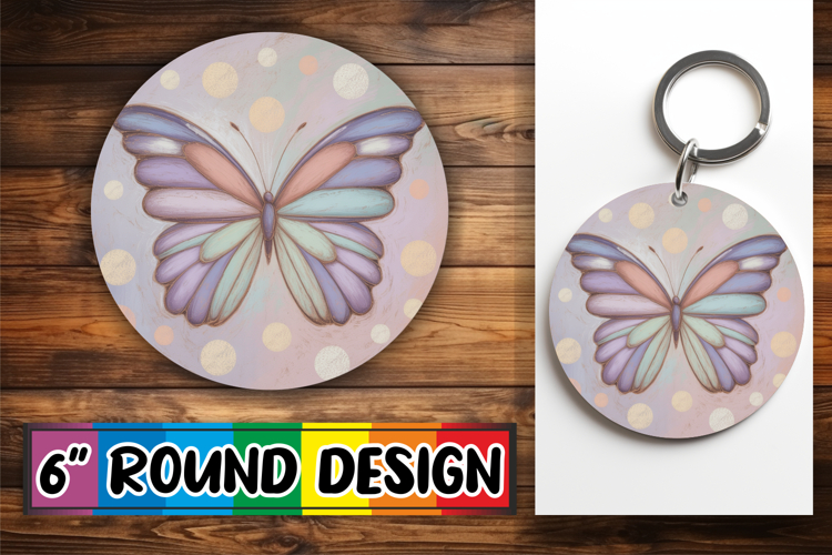 Whimsical Circle Ornaments PNG Design, Butterfly
