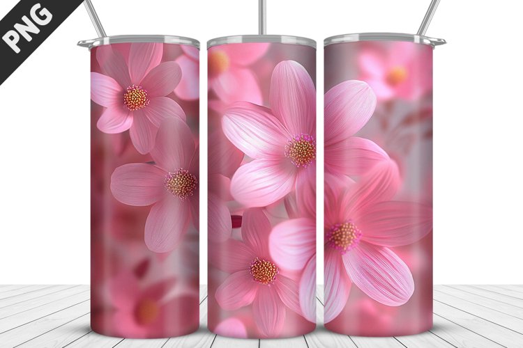 3D Daisy Flowers 20oz Tumbler Wrap | Sublimation Design example image 1