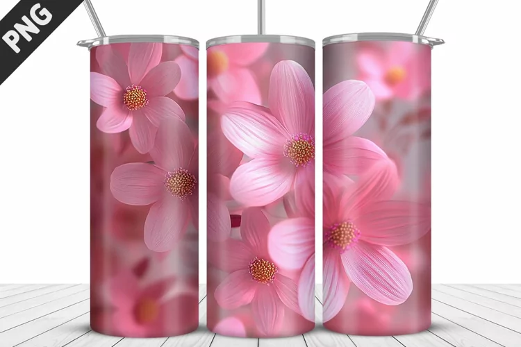 3D Daisy Flowers 20oz Tumbler Wrap | Sublimation Design