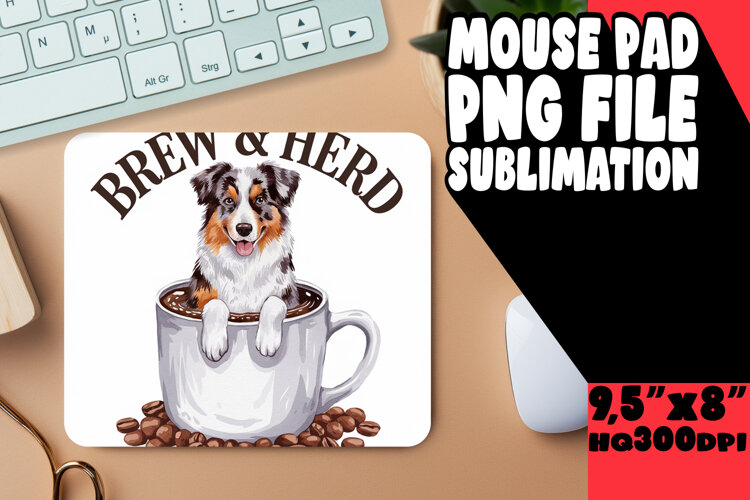 CHEERFUL mouse MAT Gift Inspiration, Coffee Dog example image 1