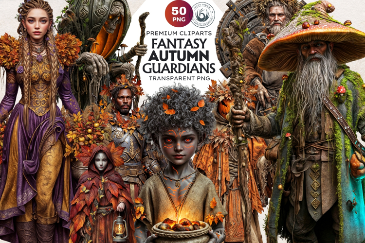 Fantasy Autumn Guardians - Epic Fall Character Clipart PNG