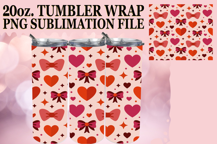 Heartfelt Sublimation 20oz tumbler wrap, Valentines Pattern