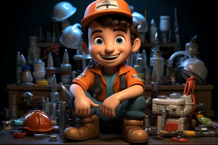 3D Character Child Boy Pharmacist with relevant environment