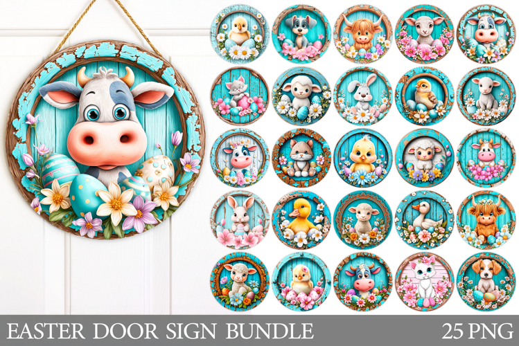 Easter Animals Door Sign Bundle . Easter Door Sign Design