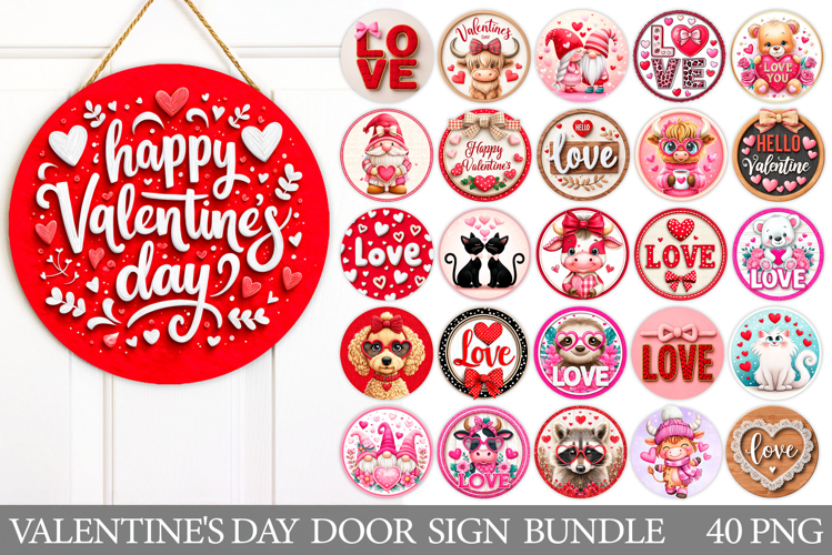 Valentines Day Door Sign Bundle. Valentines Sublimation