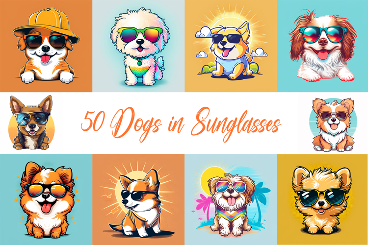 50 Puppy Dog Sunglasses Sticker Ideas Illustration Logo JPG