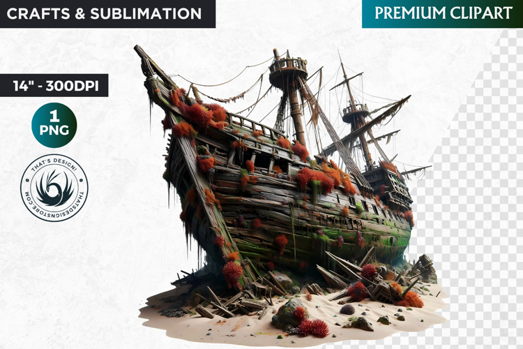 Undersea Shipwrecked , Nautical Clipart, Ocean ruins