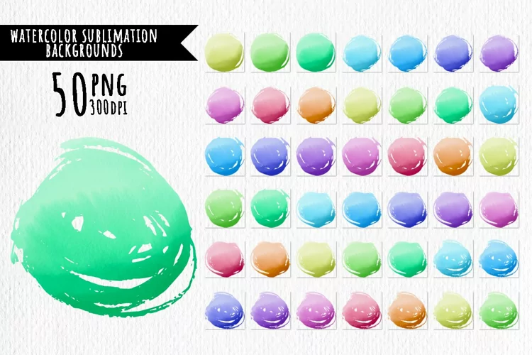 50 Watercolor universal sublimation backgrounds- shapes