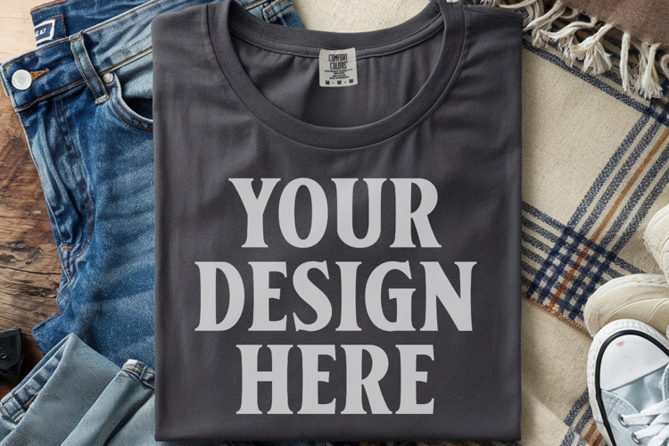 Pepper Comfort Colors 1717 Folded Tshirt Mockups