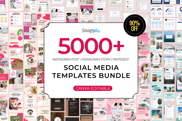 5000 Social Media Canva Template Bundle