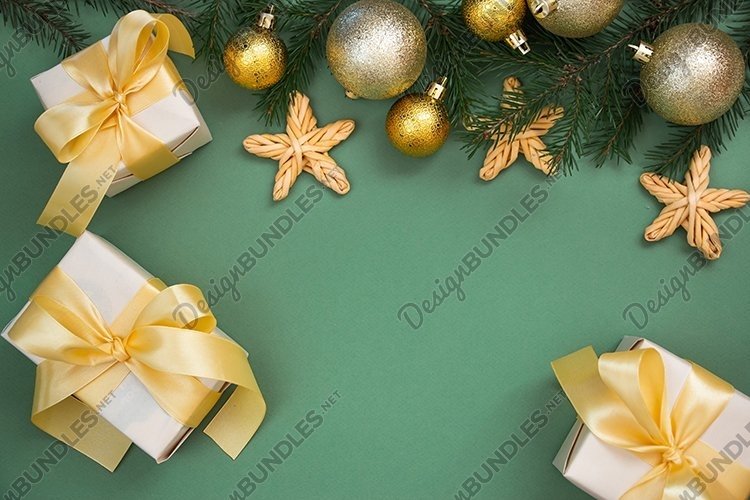 Christmas card with New Year's gold decor. example image 1