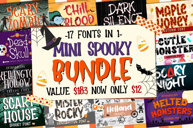 Mini Spooky Halloween Font Bundle!! example image 1