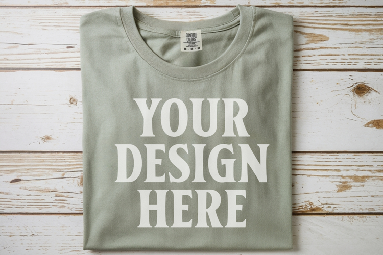 Sage Comfort Colors 1717 Folded Tshirt Mockups