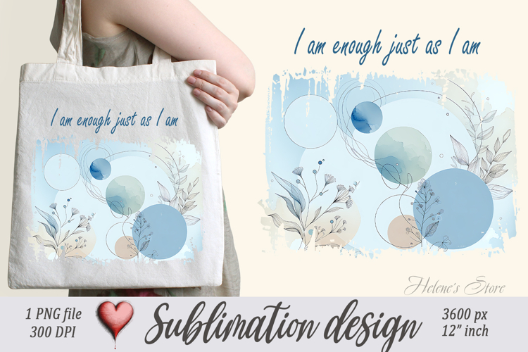 Pastel design with Inspiring quote tote bag sublimation png