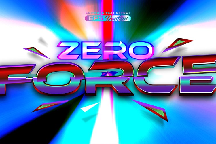 Retro futuristic 80s zero force editable text effect style