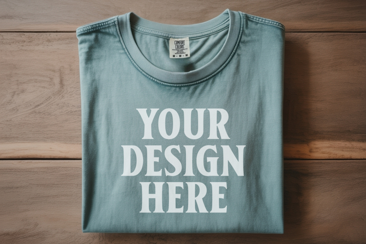Sage Comfort Colors 1717 Folded Tshirt Mockups