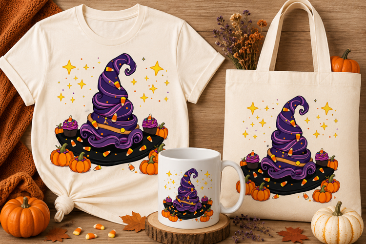 Halloween Witch Hat Cake PNG | Purple Candy Corn Dessert