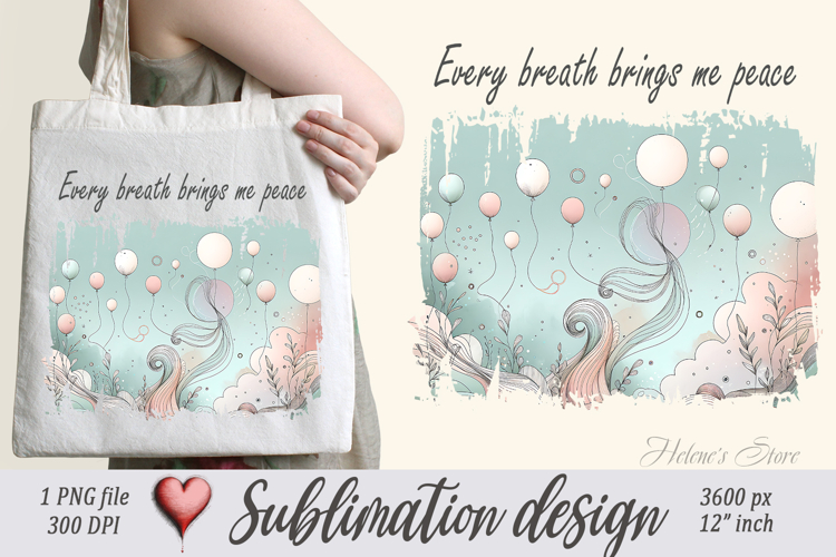Pastel design with Inspiring quote tote bag sublimation png