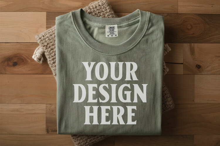 Sage Comfort Colors 1717 Folded Tshirt Mockups example image 1