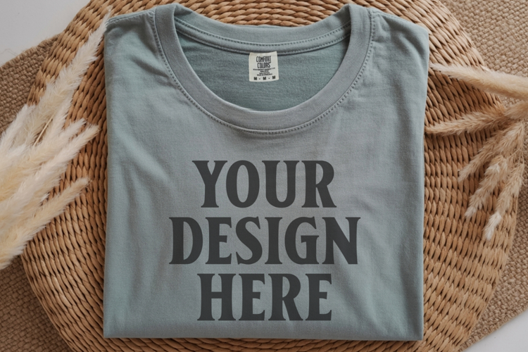 Sage Comfort Colors 1717 Folded Tshirt Mockups