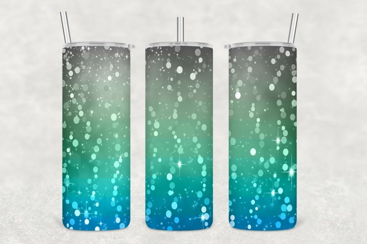 Blue Creame Glowing Glitter Tumbler Wrap Sublimation