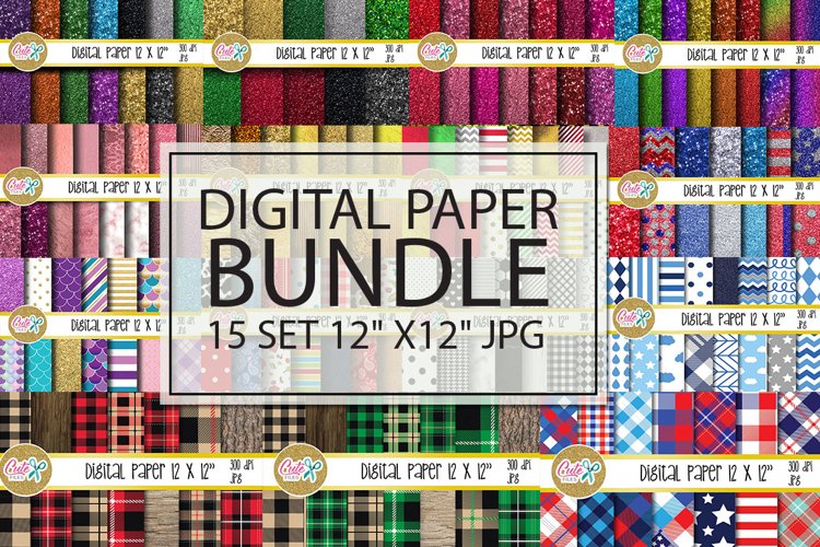 Bundle digital paper for scrapbooking example image 1