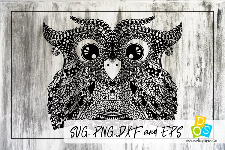 Owl doodle detailed cut svg and png file