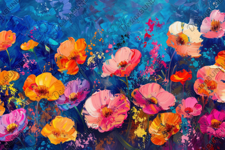 Poppy Flowers Painting Background Wallpaper